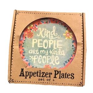 Natural Life Set Of 4 Appetizer Plates 6" Melamine NIB Kind People